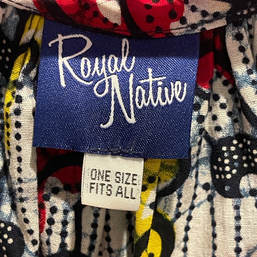 Royal Native blouse. One Size Fits All. Cropped wax print style patterned top.